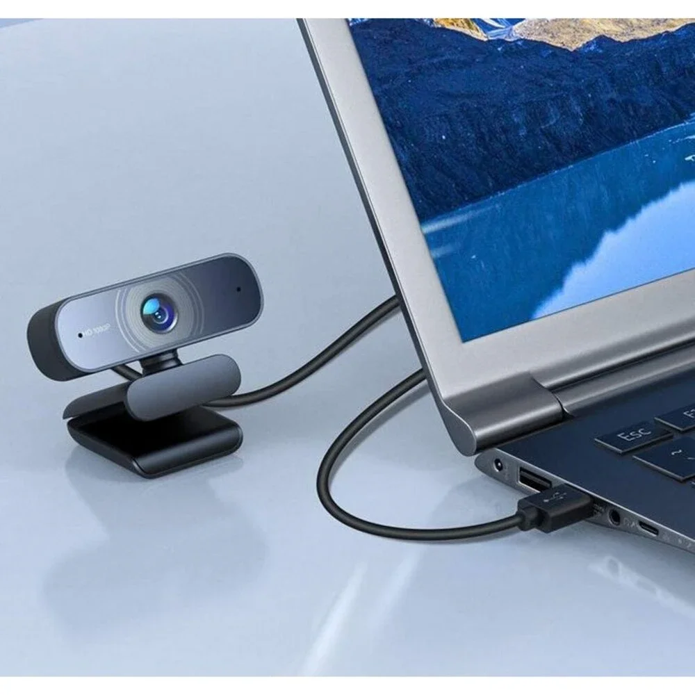 1080p Full HD USB Webcam Dual‎ Microphones 80° Wide Angle PC Mac Laptop